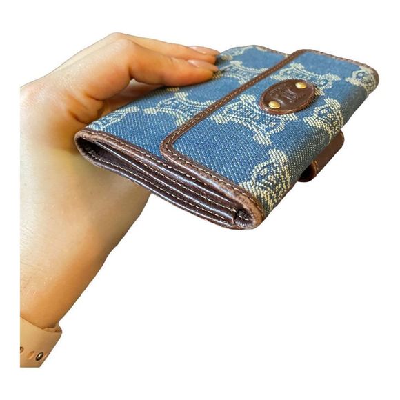 AUTHENTIC Celine Macadam Denim & Leather Compact Wallet w/ Tags - Picture 2 of 11